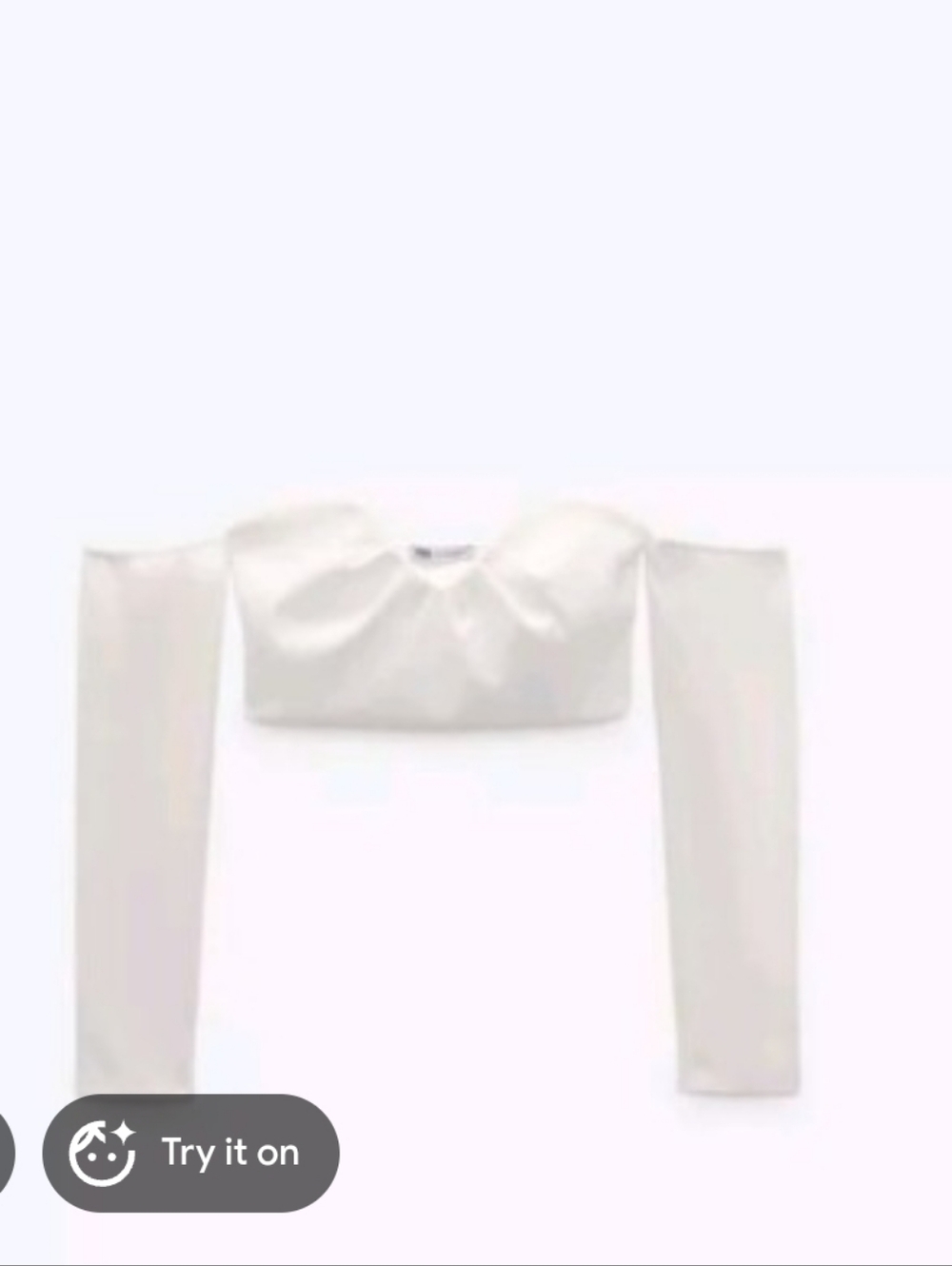 Zara White Sweetheart Neckline Long Sleeve Crop Top